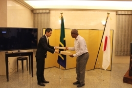 Prof. Said receive a commendation award from Mr. Takeda Katsutoshi, chargé d'affaires ad interim of the Embassy of Japan in Tanzania